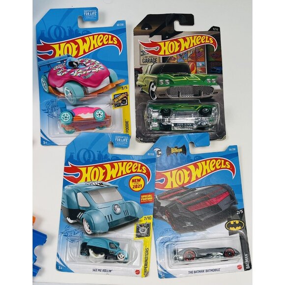 HOT WHEELS Track Builder Multi Loop & Barrel Box Replacement Parts + 4 NIP Cars - Picture 4 of 11